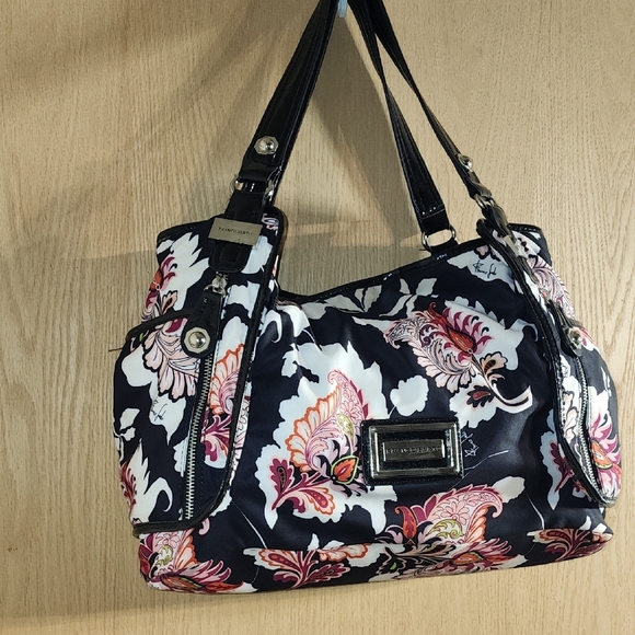 Franco Sarto Black and Pink Floral Shoulder Bag - Picture 3 of 14
